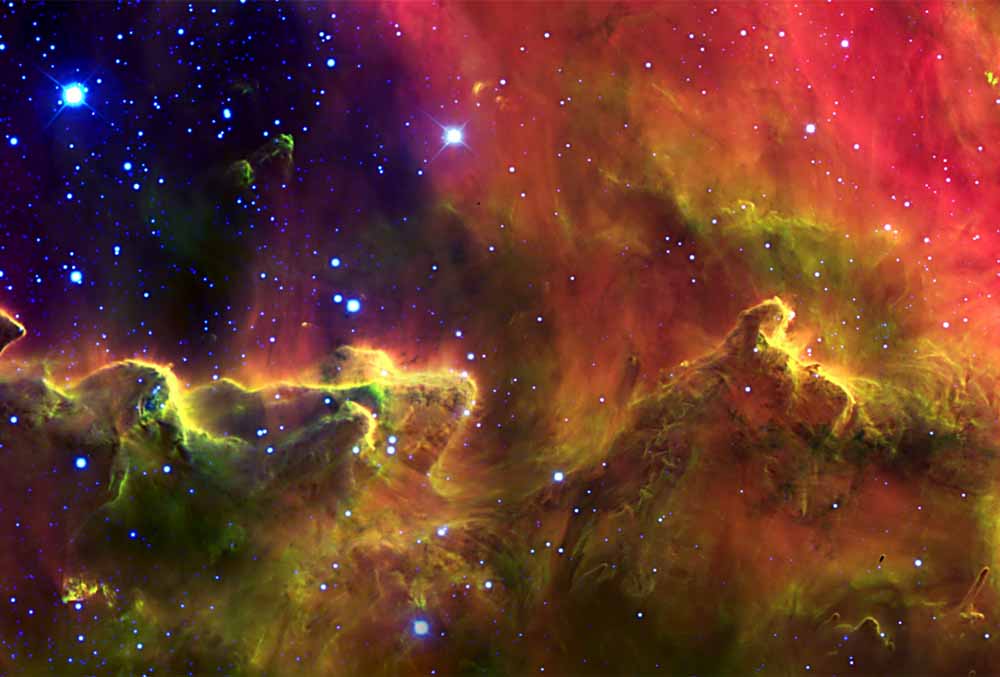 A portion of the Lagoon nebula, imaged by Argentinian  astronomers Julia Arias and Rodolfo Barbá using the Gemini South telescope with the Gemini Multi-Object Spectrograph